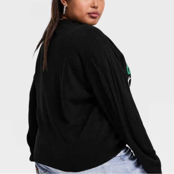 Threadbare Plus Christmas Gherkin Women's Knit Sweater In Black Size 14US - Picture 5 of 15